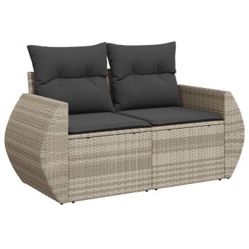 Set mobilier de grădină cu perne, 8 piese gri deschis poliratan - Img 4