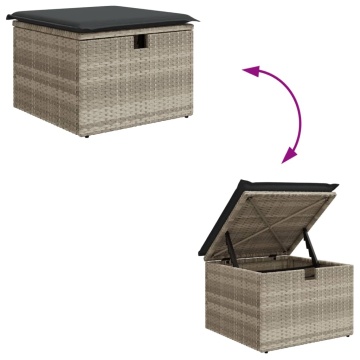 Set mobilier de grădină cu perne, 8 piese gri deschis poliratan - Img 7
