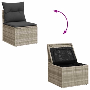 Set mobilier de grădină cu perne, 8 piese gri deschis poliratan - Img 7