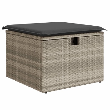 Set mobilier de grădină cu perne, 8 piese gri deschis poliratan - Img 5
