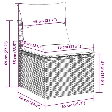Set mobilier de grădină cu perne, 8 piese gri deschis poliratan - Img 7