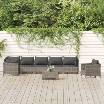 Set mobilier de grădină cu perne, 8 piese, gri, poliratan - Img 1
