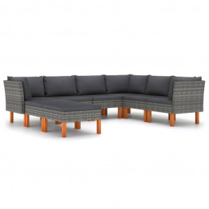 Set mobilier de grădină cu perne, 8 piese, gri, poliratan - Img 1