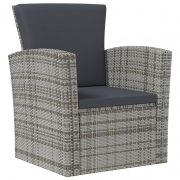 Set mobilier de grădină cu perne, 8 piese, gri, poliratan - Img 3