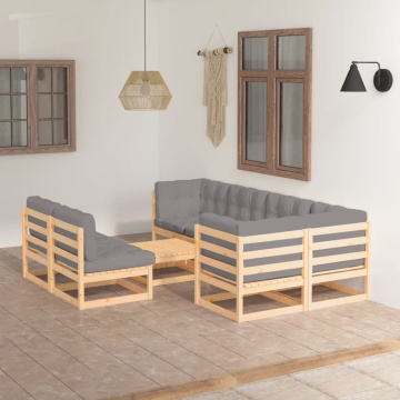 Set mobilier de grădină cu perne, 8 piese, lemn masiv de pin - Img 1