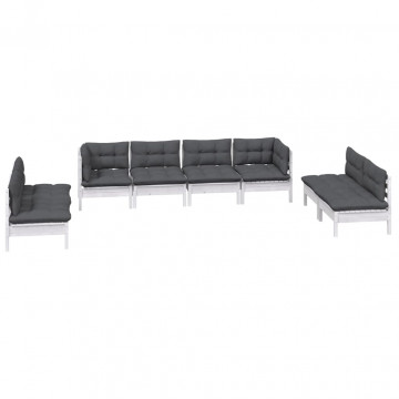 Set mobilier de grădină cu perne, 8 piese, lemn masiv de pin - Img 3