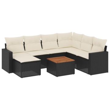 Set mobilier de grădină cu perne, 8 piese, negru, poliratan - Img 2