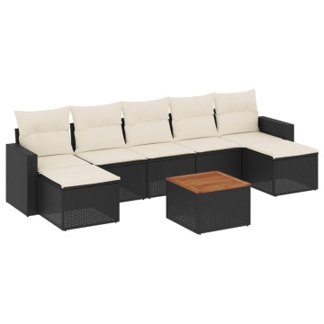 Set mobilier de grădină cu perne, 8 piese, negru, poliratan - Img 2