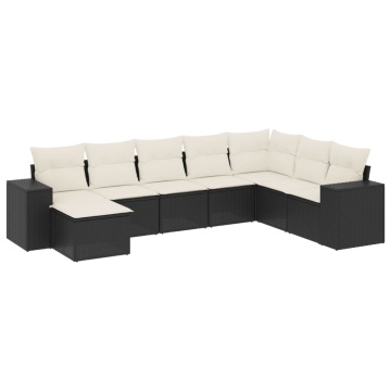 Set mobilier de grădină cu perne, 8 piese, negru, poliratan - Img 2