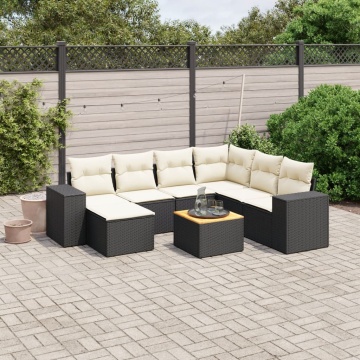 Set mobilier de grădină cu perne, 8 piese, negru, poliratan - Img 2
