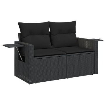 Set mobilier de grădină cu perne, 8 piese, negru, poliratan - Img 3