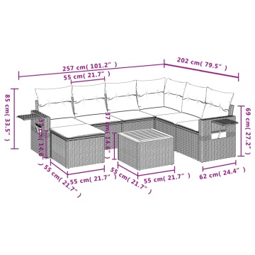 Set mobilier de grădină cu perne, 8 piese, negru, poliratan - Img 3