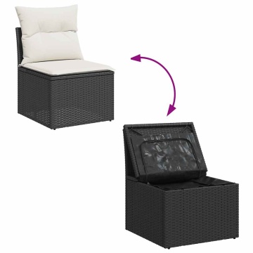 Set mobilier de grădină cu perne, 8 piese, negru, poliratan - Img 7