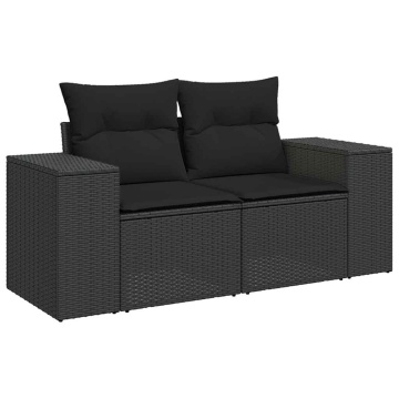 Set mobilier de grădină cu perne, 8 piese, negru, poliratan - Img 6