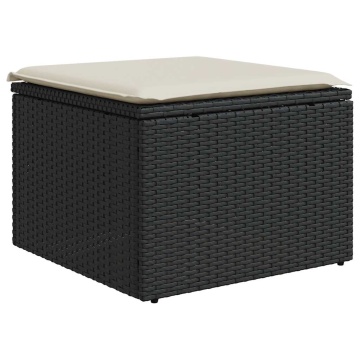 Set mobilier de grădină cu perne, 8 piese, negru, poliratan - Img 5