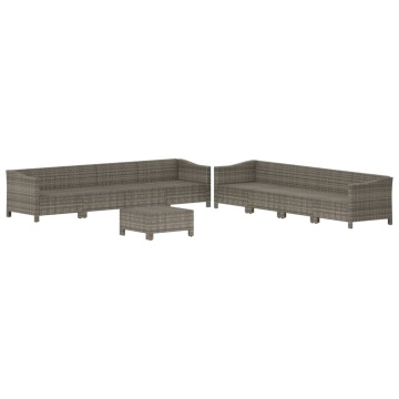 Set mobilier de grădină cu perne, 9 piese, gri, poliratan - Img 4