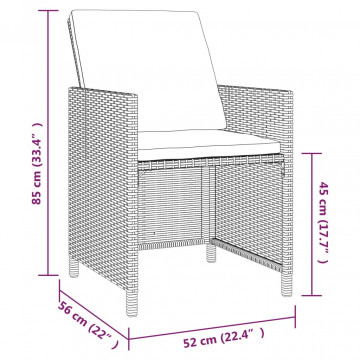 Set mobilier de grădină cu perne, 9 piese, gri, poliratan - Img 5