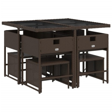 Set mobilier de grădină cu perne, 9 piese, maro, poliratan - Img 4