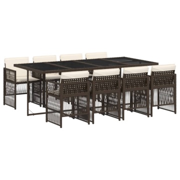 Set mobilier de grădină cu perne, 9 piese, maro, poliratan - Img 2