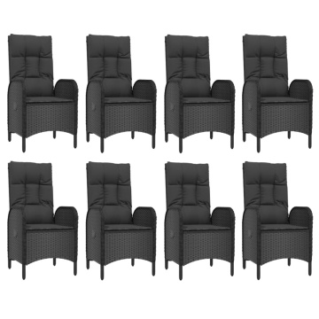 Set mobilier de grădină cu perne, 9 piese, negru/gri, poliratan - Img 4