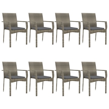 Set mobilier de grădină cu perne, 9 piese, negru/gri, poliratan - Img 4