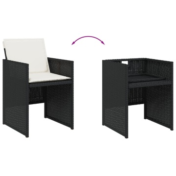Set mobilier de grădină cu perne, 9 piese, negru, poliratan - Img 5