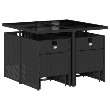Set mobilier de grădină cu perne, 9 piese, negru, poliratan - Img 3