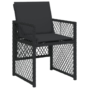 Set mobilier de grădină cu perne, 9 piese, negru, poliratan - Img 4