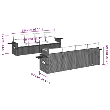 Set mobilier de grădină cu perne, 9 piese, negru, poliratan - Img 3