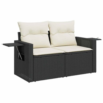 Set mobilier de grădină cu perne, 9 piese, negru, poliratan - Img 8