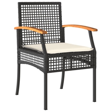 Set mobilier de grădină cu perne, 9 piese, negru, poliratan - Img 3