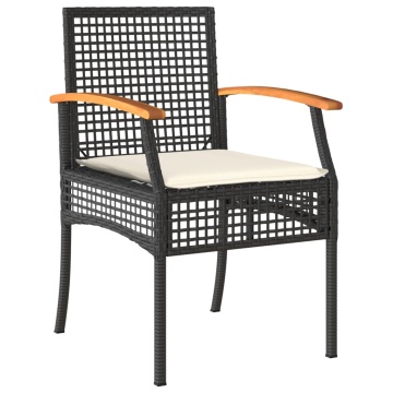 Set mobilier de grădină cu perne, 9 piese, negru, poliratan - Img 3