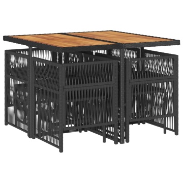 Set mobilier de grădină cu perne, 9 piese, negru, poliratan - Img 3
