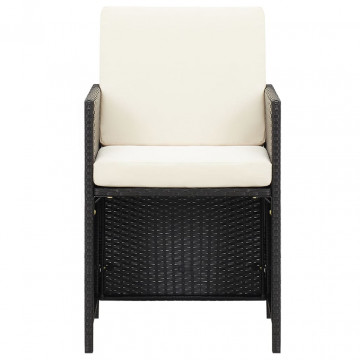 Set mobilier de grădină cu perne, 9 piese, negru, poliratan - Img 8