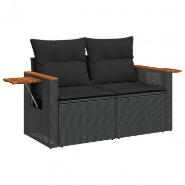 Set mobilier de grădină cu perne, 9 piese, negru, poliratan - Img 8