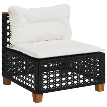 Set mobilier de grădină cu perne, 9 piese, negru, poliratan - Img 4