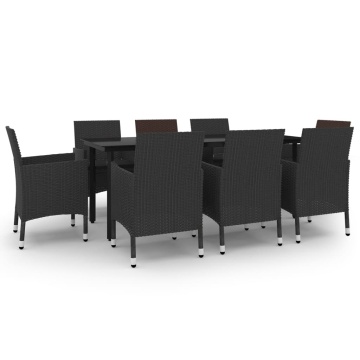 Set mobilier de grădină, cu perne, 9 piese, poliratan și sticlă - Img 2