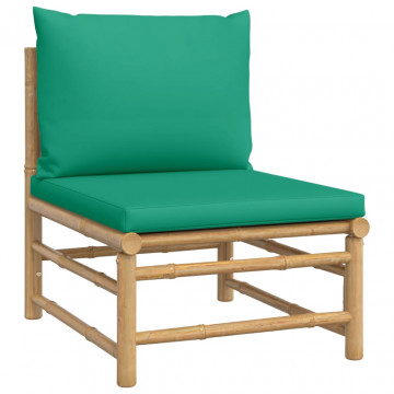 Set mobilier de grădină cu perne verzi, 10 piese, bambus - Img 8
