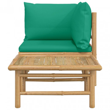 Set mobilier de grădină cu perne verzi, 2 piese, bambus - Img 4