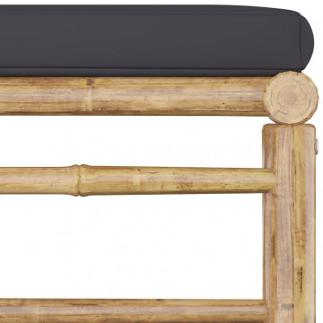 Set mobilier de grădină, perne gri închis, 3 piese, bambus - Img 8