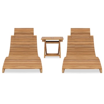Set mobilier de grădină pliabil, 3 piese, lemn masiv de tec - Img 2