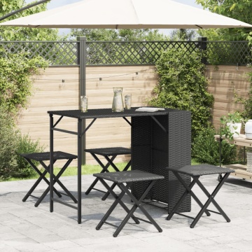 Set mobilier de grădină, pliabil, 5 piese, negru, poliratan - Img 3