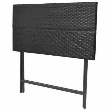 Set mobilier exterior pliabil, 7 piese, negru oțel, poliratan - Img 8