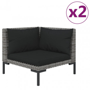 Set mobilier grădină,3 piese,gri închis,poliratan semi-rotund - Img 3