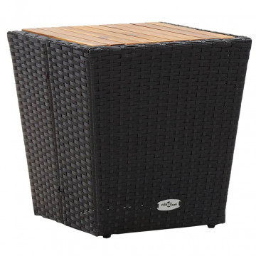 Set mobilier grădină, 5 piese, negru, poliratan și lemn acacia - Img 6