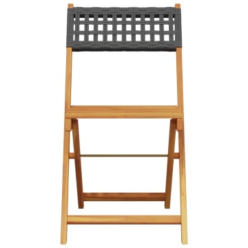 Set mobilier grădină, 5 piese, negru, poliratan și lemn masiv - Img 4