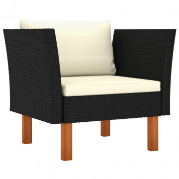 Set mobilier grădină 7 piese negru poliratan/lemn eucalipt - Img 5