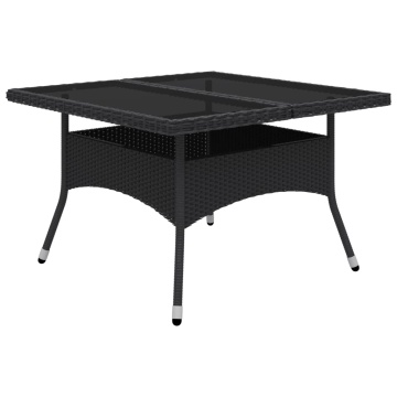 Set mobilier grădină, 9 piese, negru, poliratan, lemn acacia - Img 3