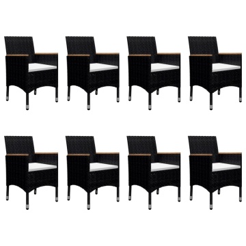 Set mobilier grădină, 9 piese, negru, poliratan și lemn acacia - Img 5