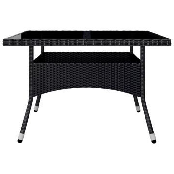 Set mobilier grădină, 9 piese, negru, poliratan/sticlă tratată - Img 7